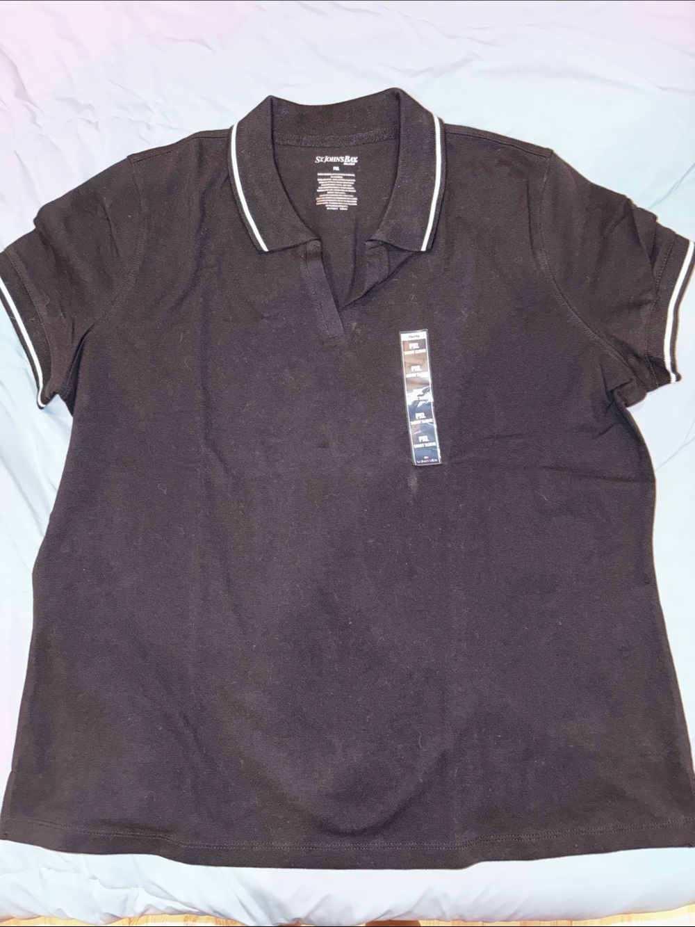 St. John's Bay Women's Short-Sleeve Polo Top - Black, Petite XL